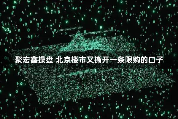 聚宏鑫操盘 北京楼市又撕开一条限购的口子